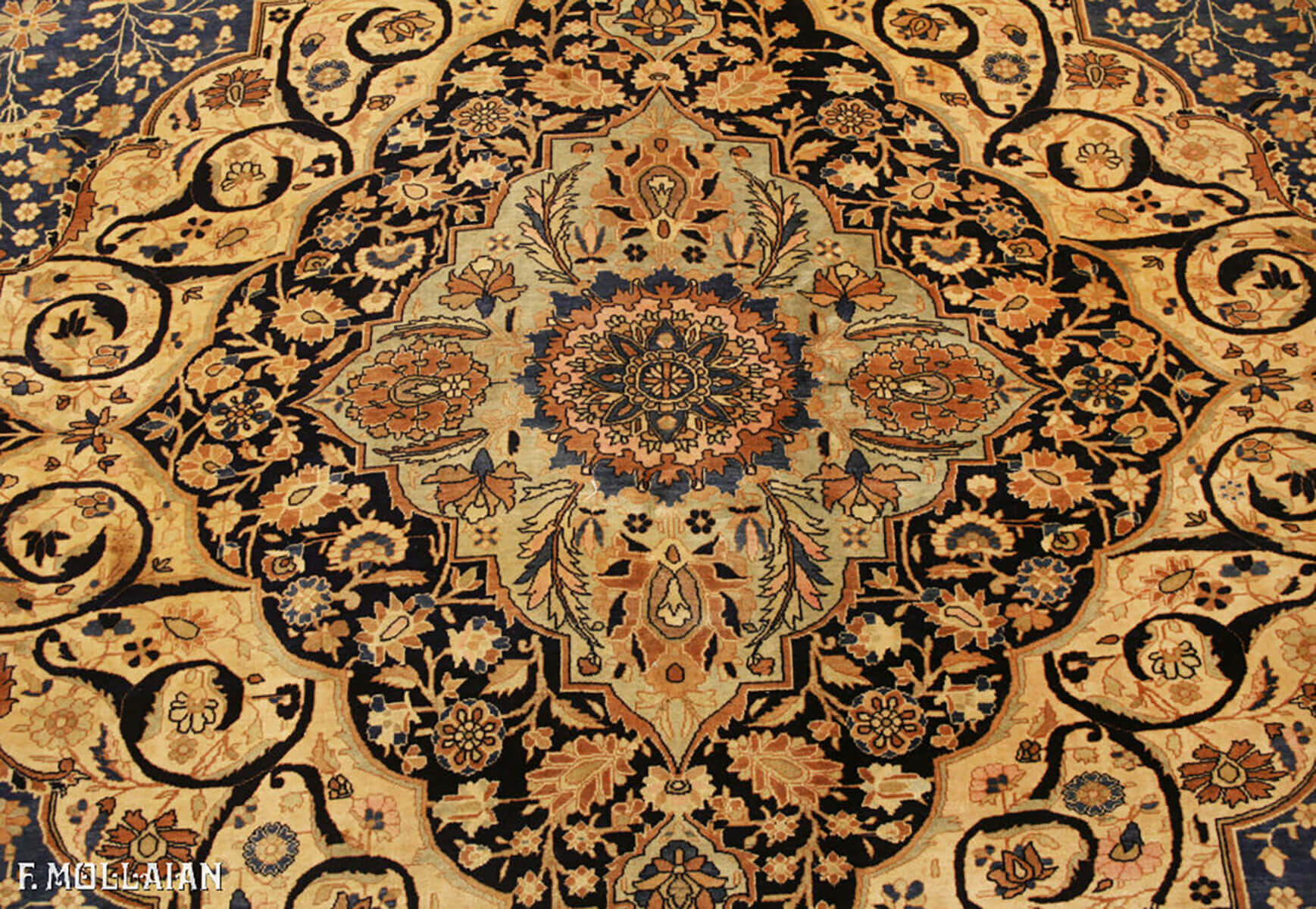 Alfombra Persa Antigua Kashan Mohtasham n°:16907327